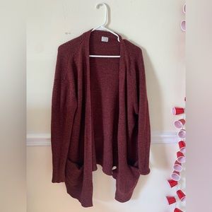 dark red cardigan